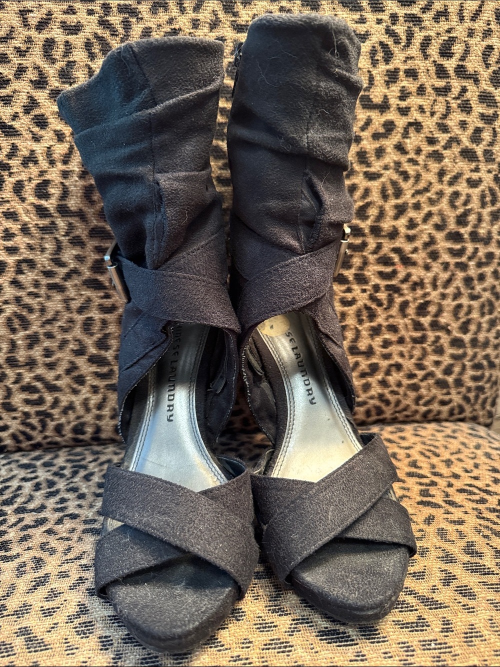 Chinese Laundry Black Open-Toe Ankle Booties